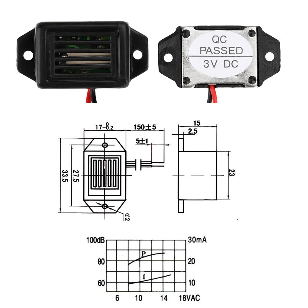 Alarm Buzzer DC 12V 85dB Mini Electronic Alarm Buzzers Constant Tone Active Mechanical Buzzer