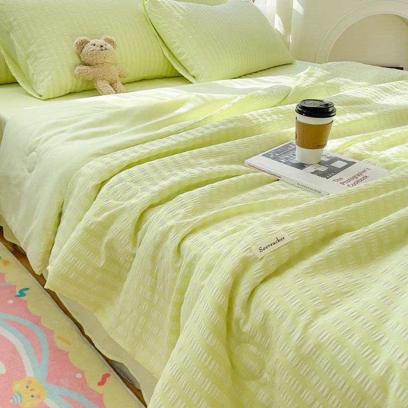 Washed Cotton Plaid Quilt, Air Condition Thin Comforter, Blanket Bedspread, Single, Double, Queen, King Bed Coverlet, Summer