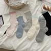 Ladies Spring and Summer Thin Color Hollow Out Boneless In The Tube Pile Pile Cotton Socks