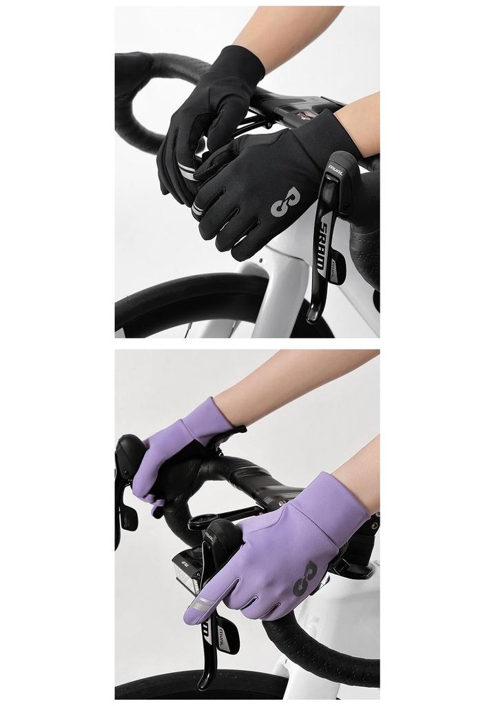 Touchscreen Non-Slip Full Finger Cycling Gloves for Men & Women - Warm, Velvet-Lined for Autumn/Winter, Ideal for Road & Mountain Biking