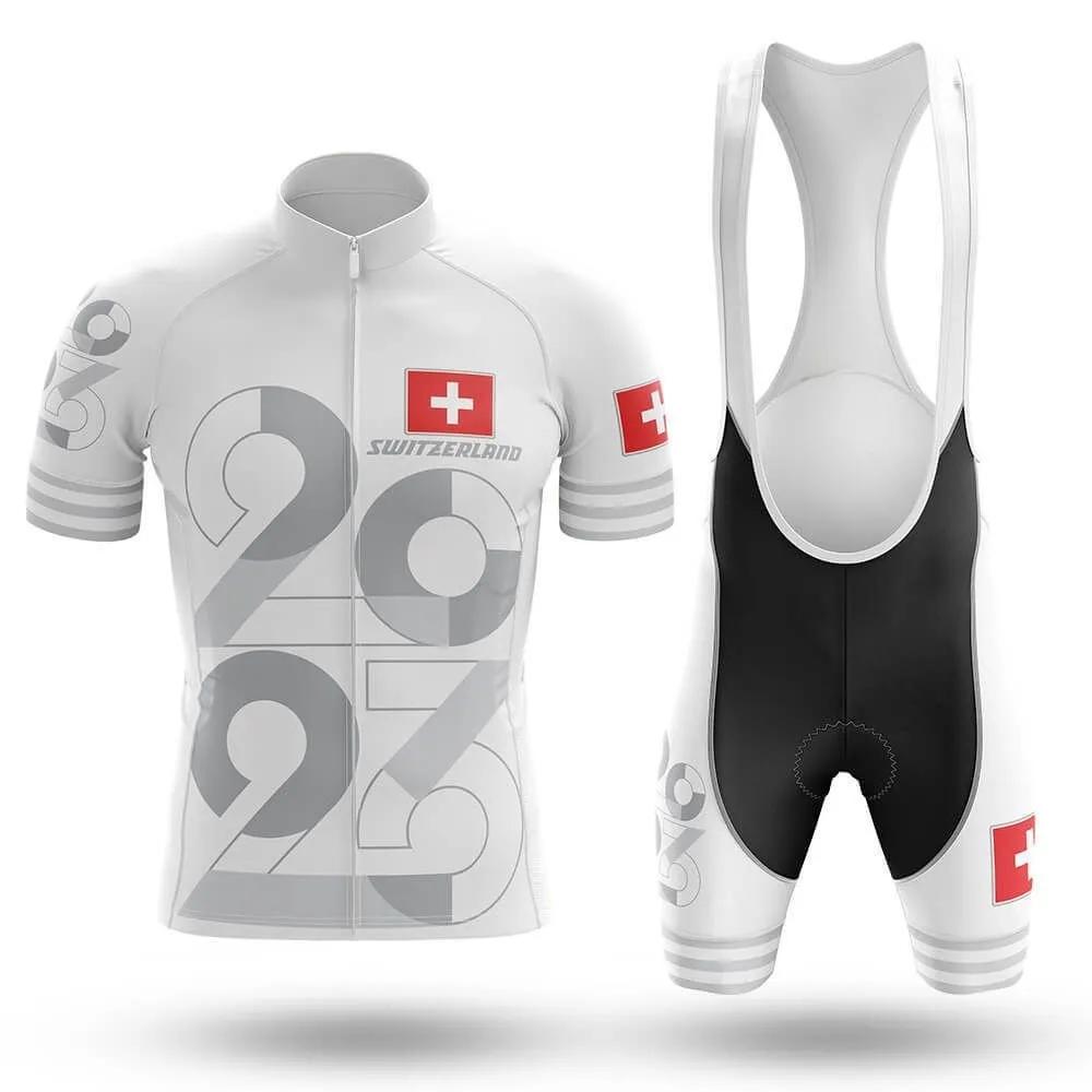 Set Maglia da Ciclismo Rossa Svizzera per Uomo, Tuta Sportiva Degradé per Mountain Bike, Abbigliamento Sportivo Estivo, 2026