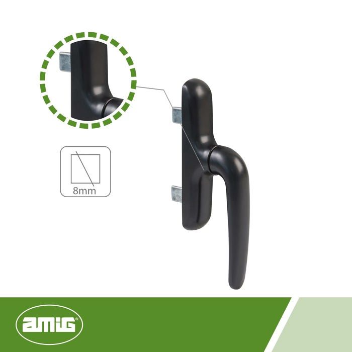 Poignée De Fenêtre - AMIG - 22068 - Aluminium - PVC Noir - Réversible
