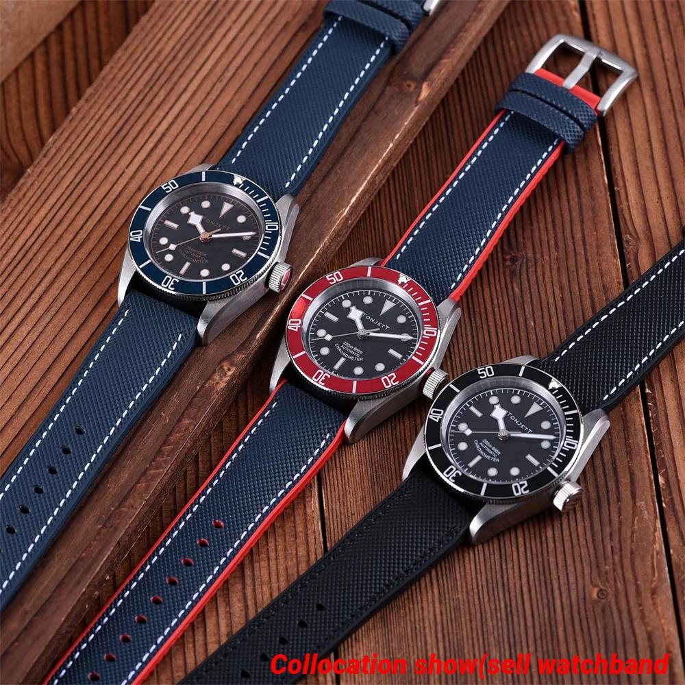 20mm 21mm 22mm 23mm 24mm universelles Nylon FKM-Gummi Unterarmband Wasserdichtes Uhrenarmband für Omega IWC SEIKO Uhr Herrenarmband