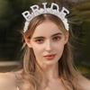 Perlen Stirnband Diadem Luxus Perlen Strass Breit Haarband Elegant BRAUT Schriftzug Haarband Hochzeit Braut Frauen Tiara Accessoires