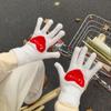 Touch Screen Christmas Red Split Finger Gloves for Female Winter Student Cute Korean Style Thick Plush Riding Warm Winter Trend