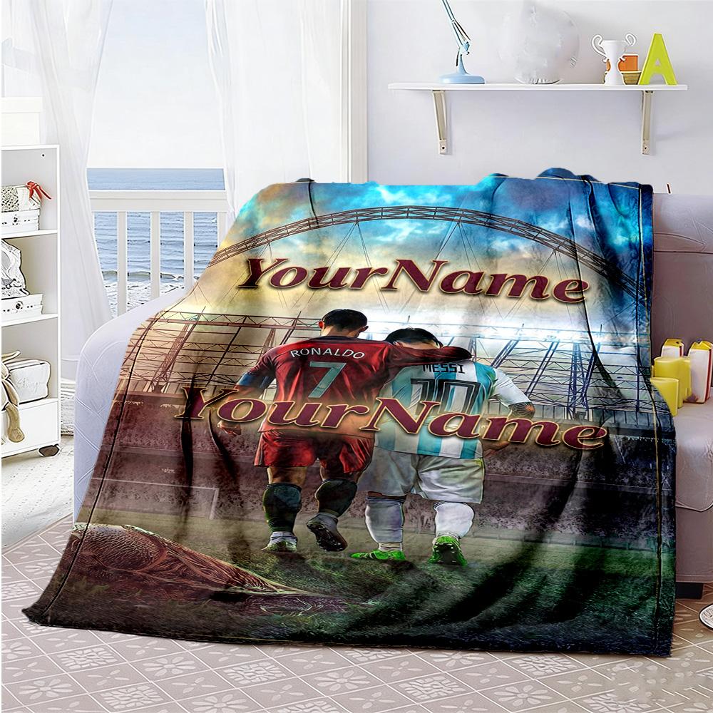 Messi 260 Customize Text Blanket Cozy Customizable Blanket Comfortable Suitable for Chair Bedding Office Picnics Four Seasons Universal
