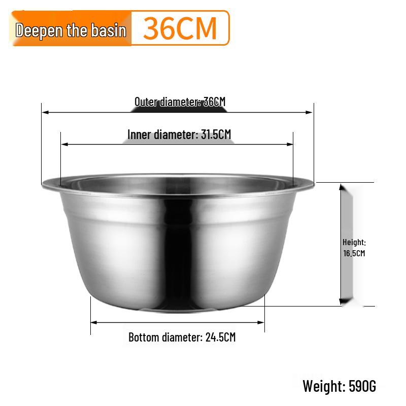 Extra Large Non-Slip Stainless Steel Bowl for Vegetables, Dough Kneading, and Laundry