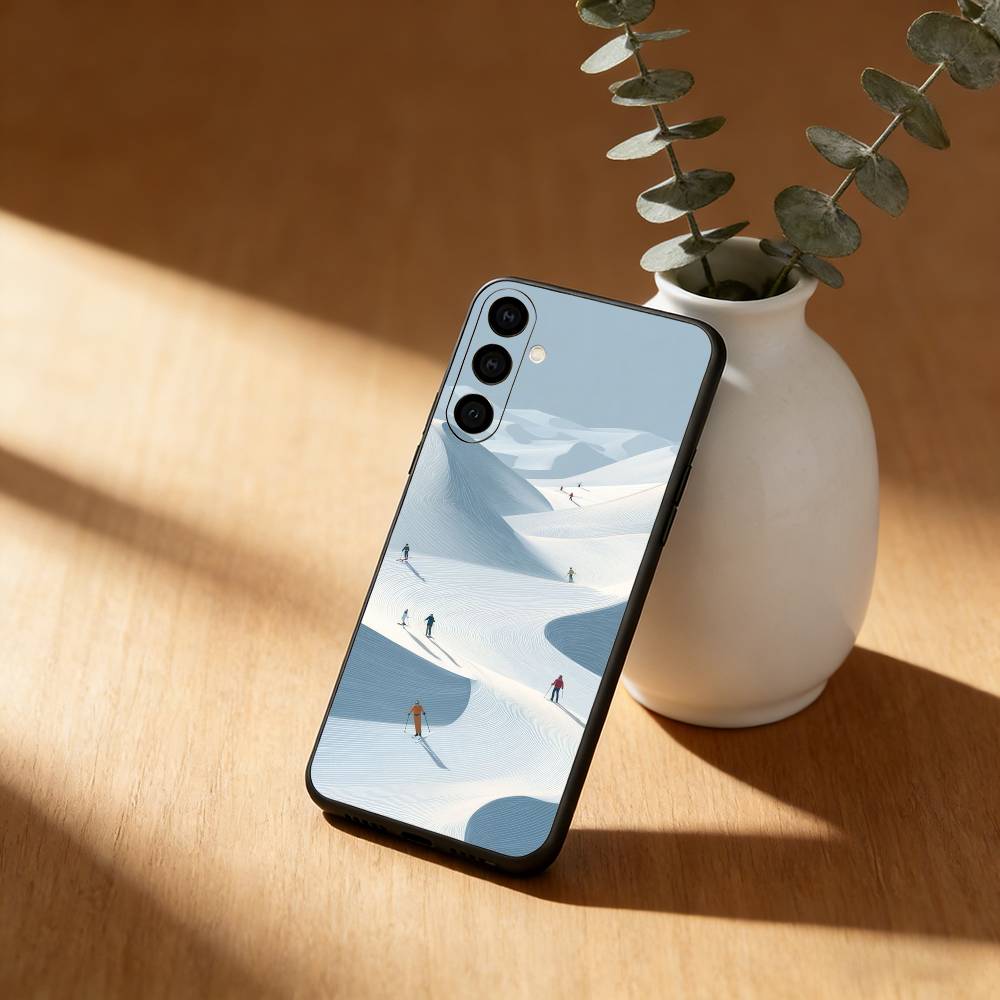Creative Mountain Ski Motif  Phone Case For Samsung GalaxyA13,21s,22,31,32,52,53,71,72,73,Soft Black Cover