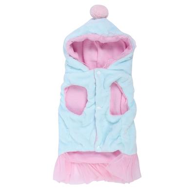 Pet Dog Cat Plush Cute Clothes Princess Dress Keep Warm Hooded Design for Autumn and Winter