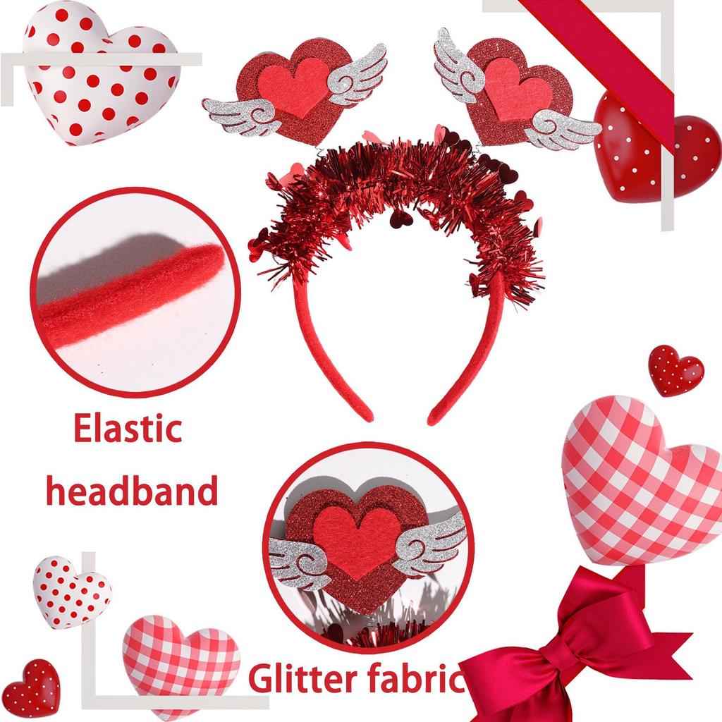 Wedding Decoration Headband Love Heart Hair Hoop Party Supplies Headband Eye Catching Valentine'S Day Headband For Photo