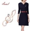 Music Note Scarf Brooch Rose Gold Treble Clef Pin Jewelry Women's