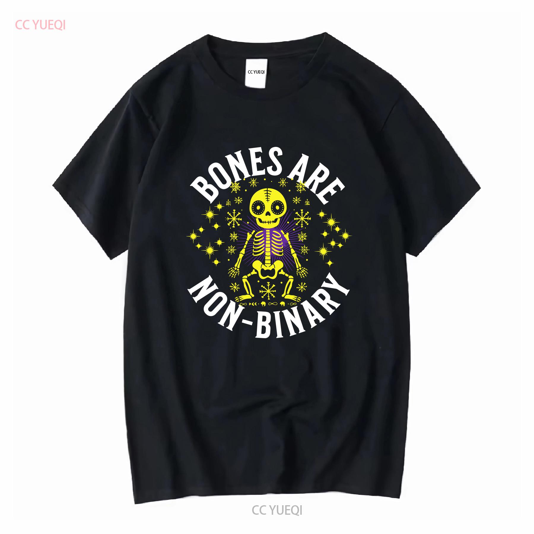 

Non Binary Pride T Shirt Bones are flag colors Enby clothing gift for long or short sleeves vintage Washed Stylish Unisex 4XL