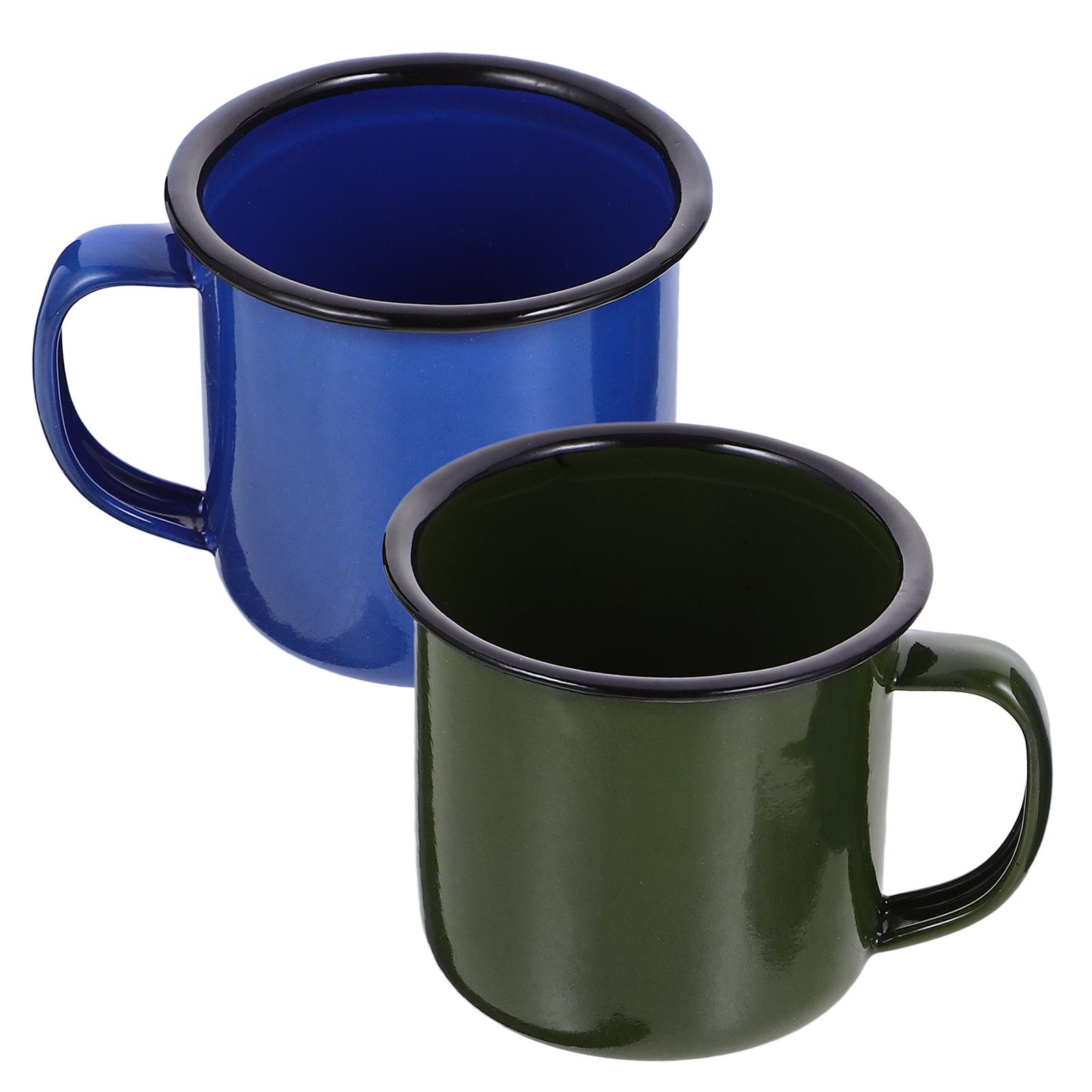 

2Pcs Premium Enamel Mug Drinking Cup Creative Coffee Tin Vintage Painted Retro Beverage Container Water Glass for Home bar use червоний