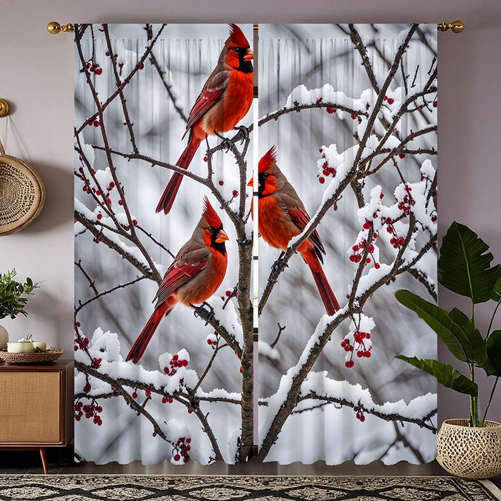 2 kusy HD sněhové větve Straka dekorativní závěs bílá stuha digitálně potištěný závěs bytový dekorační styl dekorace obývací ro