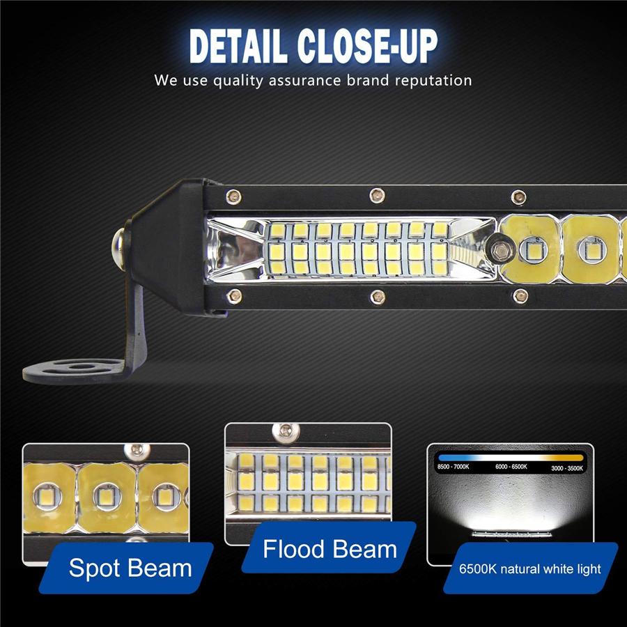 6500K 10D 13" Single Row 26LED Car Super Slim Work Lamp Strip 13000LM Spot Flood