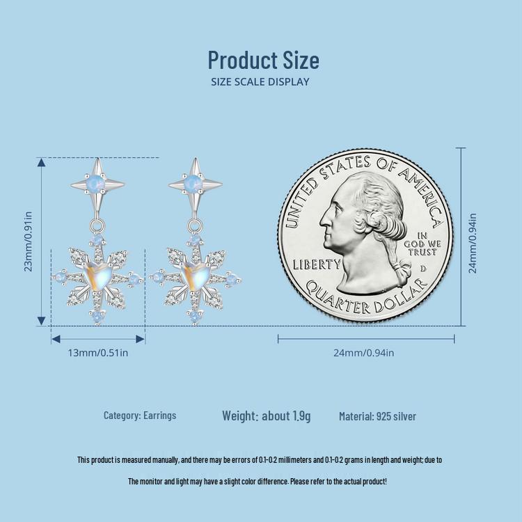 Everlee Exquisite Iridescent Snowflake Stud Earrings In S925 Sterling Silver - Holiday Jewelry for Women