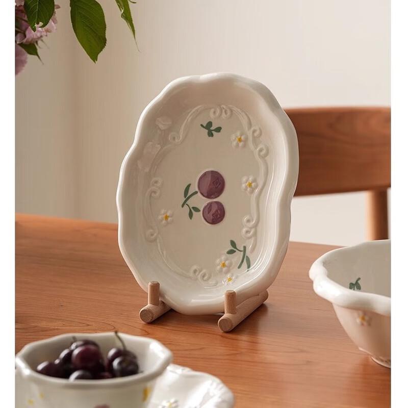 Шанци Керамическая глазурованная миска и тарелка для завтрака