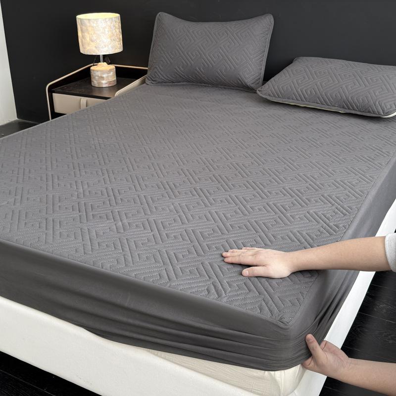 Waterproof Mattress Protector, Thick Quilted Solid Color Bed Cover with Deep Pocket,Warm Breathable Bedding for Bedroom Room Hotel, Without Pillowcase