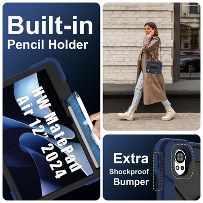 For Huawei MatePad Air (2024) Case Kickstand Silicone+PC Tablet Cover with Shoulder Strap
