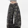 Unisex American Retro Camouflage Cargo Pants, Spring/Autumn 2024, Loose Fit, Multi-Pocket, Washed Style