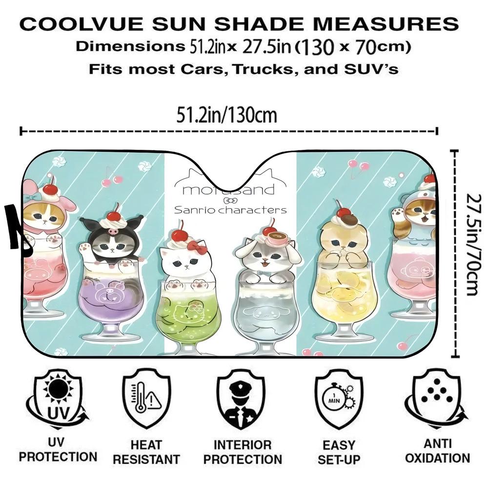 Funny Cat Mofusand Car Sunshade: Front Windshield Sun Protector