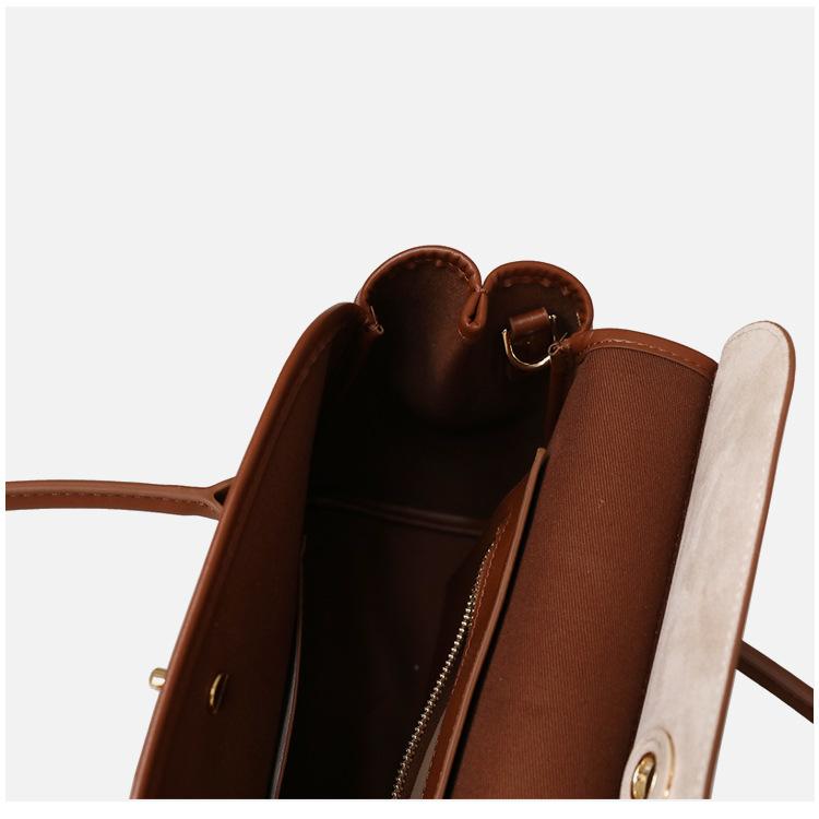 Large capacity commuter bag, premium sense, portable shoulder messenger bag, canvas with cowhide lock, tote bag, briefcase, women