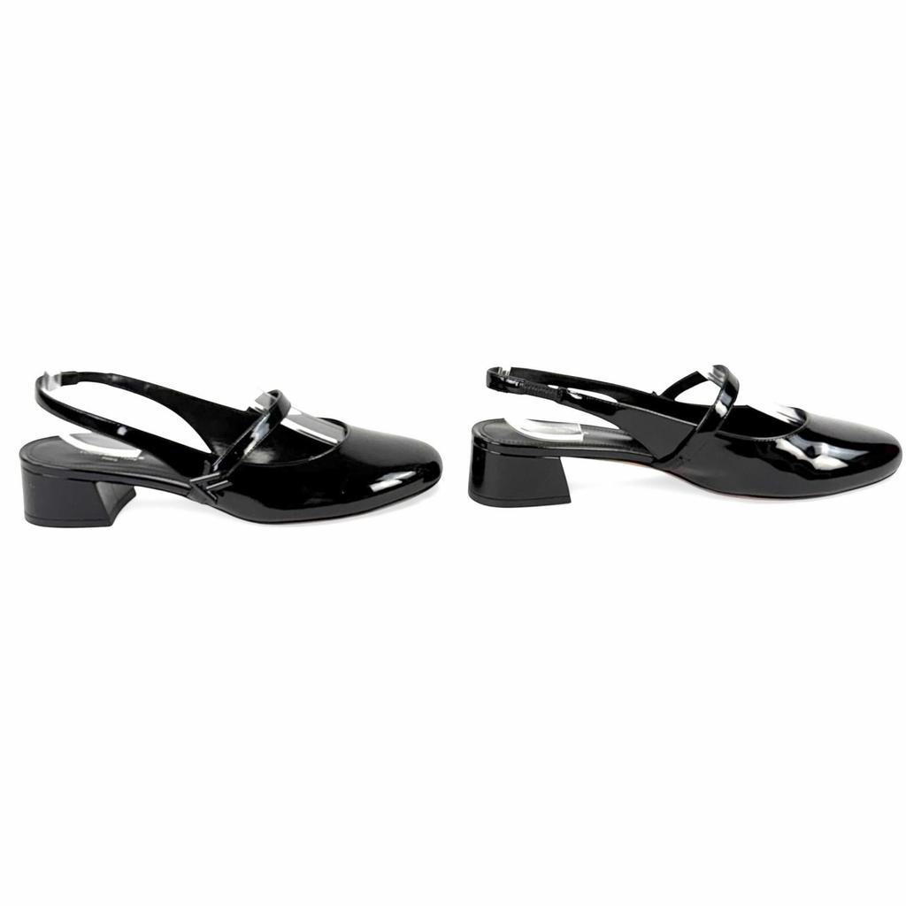 Excelentes tacones LOUIS VUITTON Romy Slingback Pump esmalte negro Mujer 37.5 Usado
