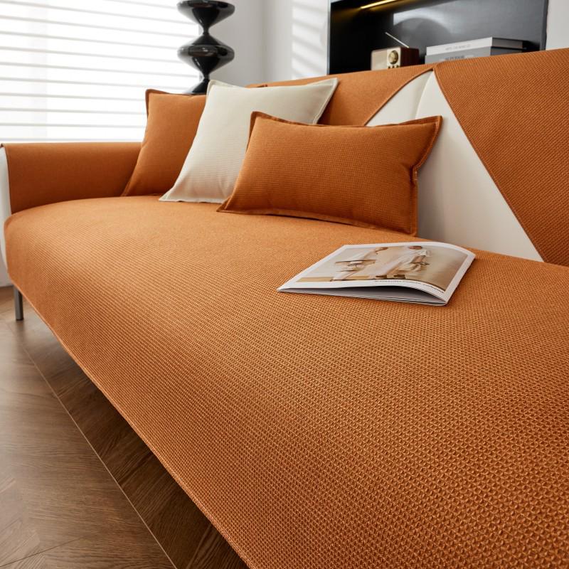 

Waffle Solid Color Cream Sofa Cushion: Universal, Waterproof, Non-Slip, Soft, Skin-Friendly Leather Cover. 50x70 cm