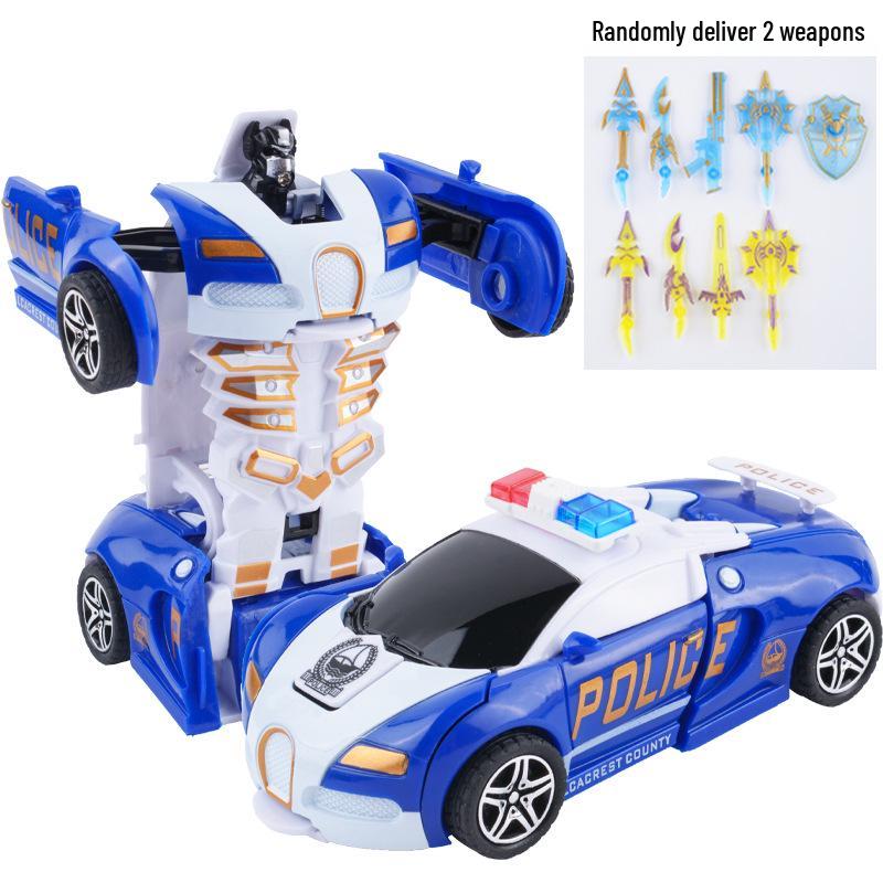 Children's Deformation Toy Car - One-Key Inertia Impact Puzzle Vehicle