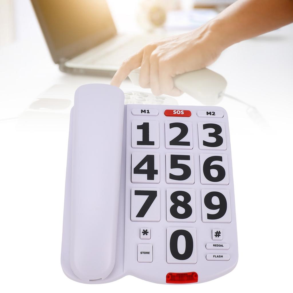 Large Button Phones One Touch Dialing Adjustable Ringing Tone and Handset Volume Large Key Wired Telephone with Photo Memory Corded Phone