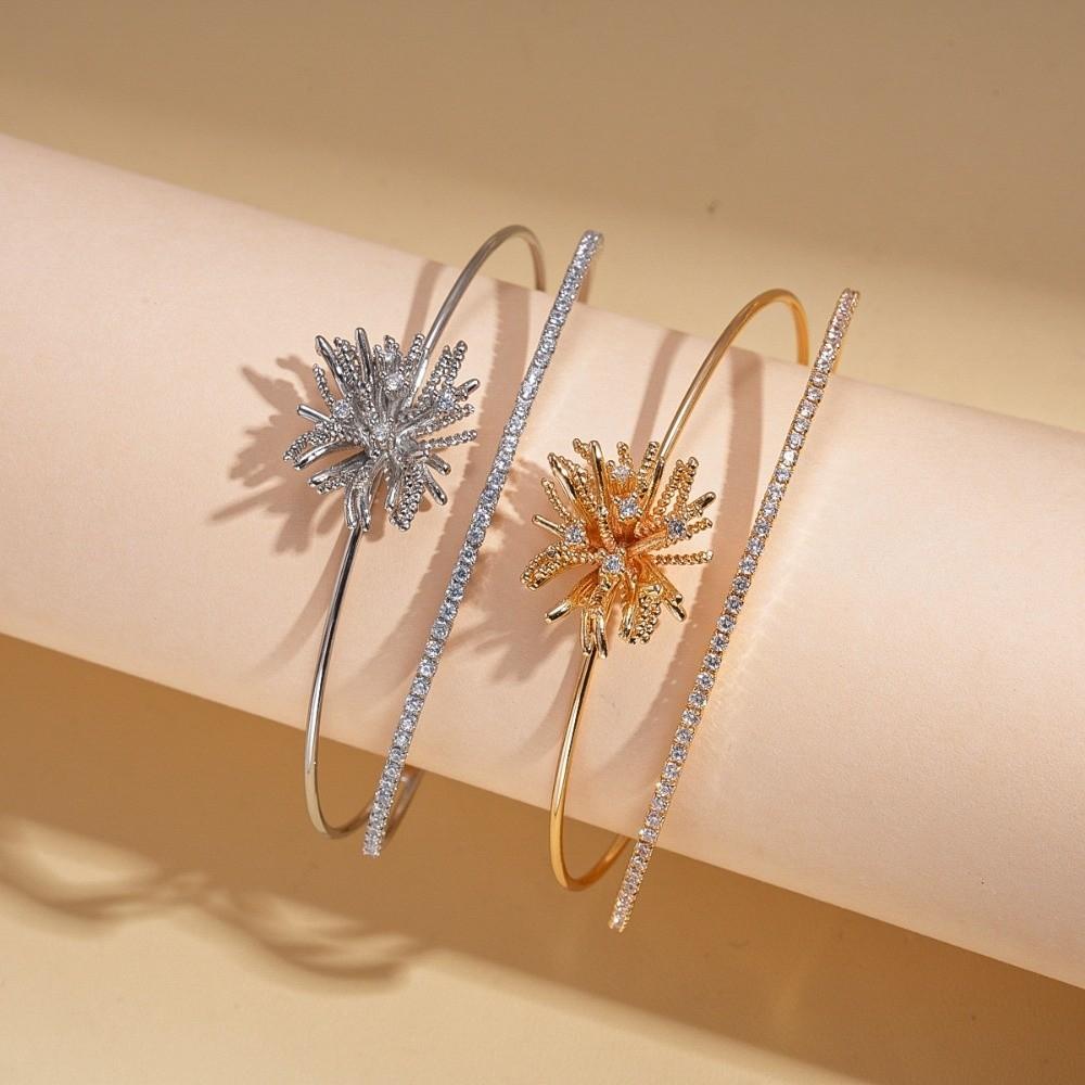 Arm Cuff Flower Cuff Bangles Zircon Exaggerated Bracelet  Party Dress Decoration