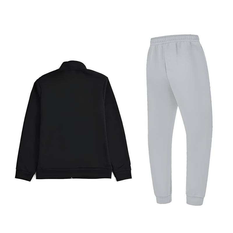 Li-Ning Solid Color Simple Loose Breathable Cotton Comfortable Versatile Stand Collar Cardigan Sweatshirt Casual Sports Suit YWDV349-1+AKLV8AB-2