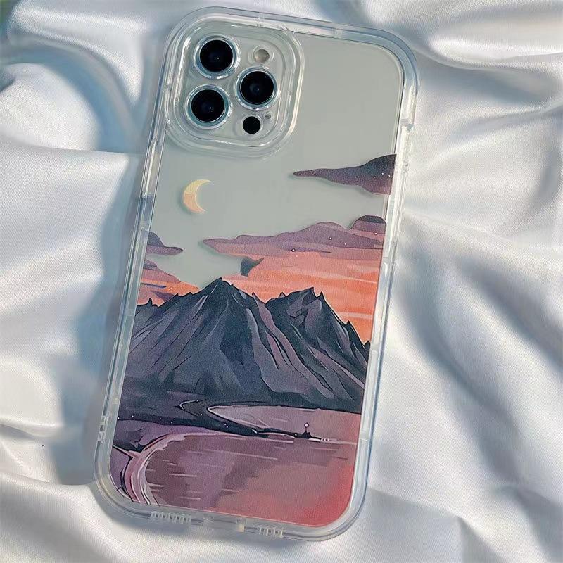 Západ slunce Západ slunce Scenérie Vhodné pro pouzdro na mobilní telefon Apple 16promax IPhone 14/15 Průhledné 13 Ochranné pouzdro