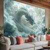 1 Stück Drache in den Wolken Wandteppich mit komplexem weißem Drachenmuster, Polyestergewebe, geeignet für Wohnzimmer, Schlafzimmer
