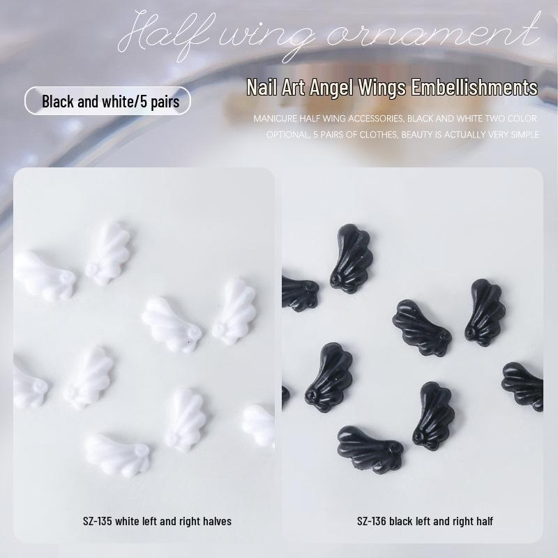 Angel Wings Fairy Resin Nail Art Stickers - 10pcs Press-On Nail Decorations
