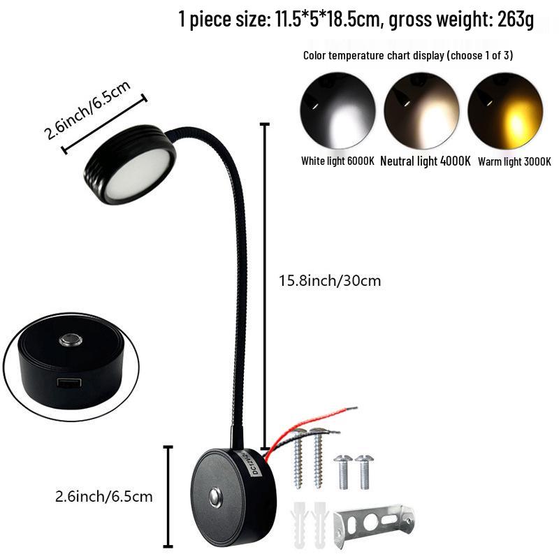 Gooseneck LED Reading Light for RVs and Boats with Touch Dimming