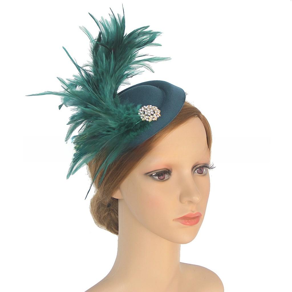Vintage Bridal Hat With Feather Decor For Wedding And Cosplay