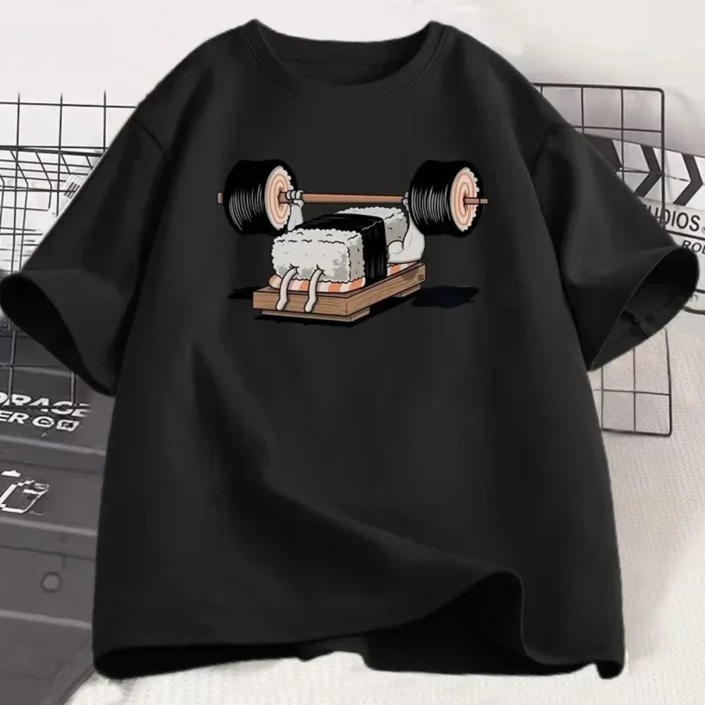 2025 Sushi Gym T Shirt Funny Women Summer Harajuku O-Neck Short Sleeve Tshirt Sportswear Print T-shirt Streetwear Clothing