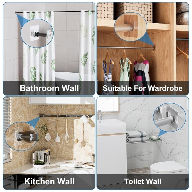15 Pieces Shower Curtain Rod Hook Set Includes Large Small Size Strong Holds Without Damaging Wall Easy Mounted