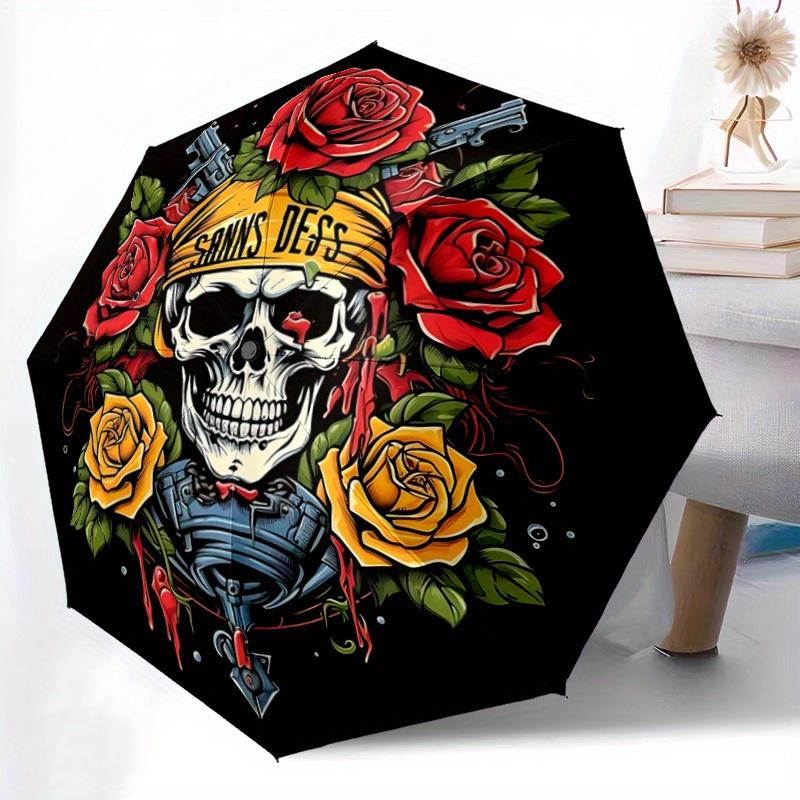 1pc Automatic Opening/Closing Umbrella with Convenient Three-Fold Design, 8-Bone Iron Frame, Outdoor, Ideal Gift for Fans, Travelers, Daily Use,