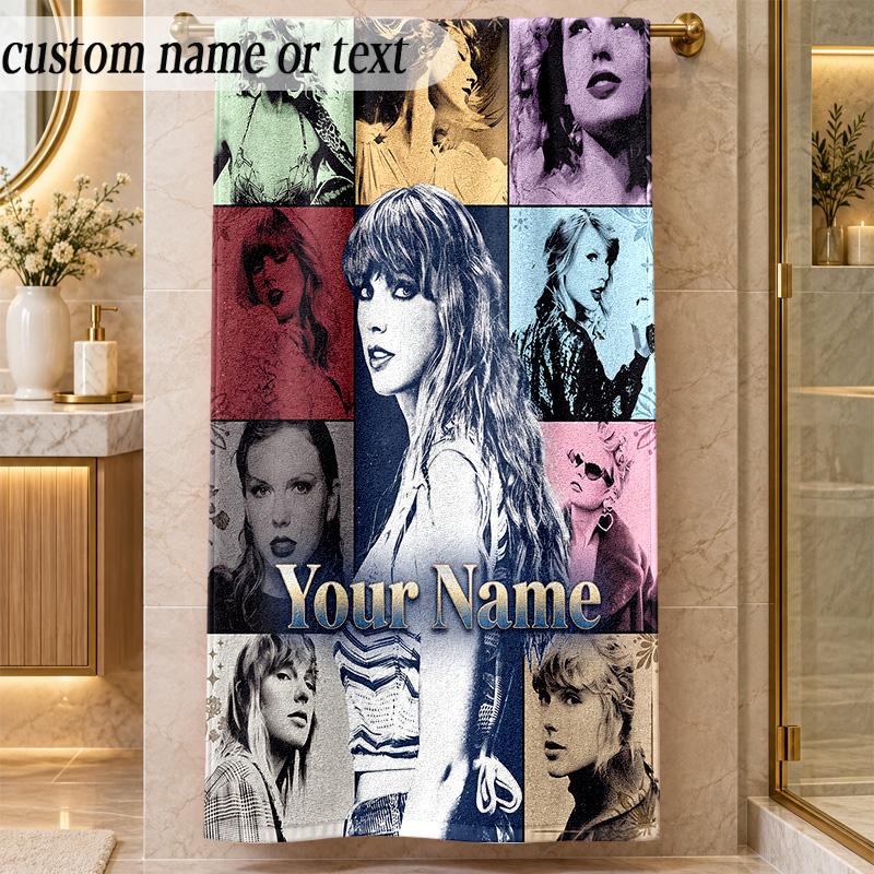 Beach TowelTaylor Swift Custom Name Text Personalized Soft Towel for Beach Pool Indoor Home Decor Gift