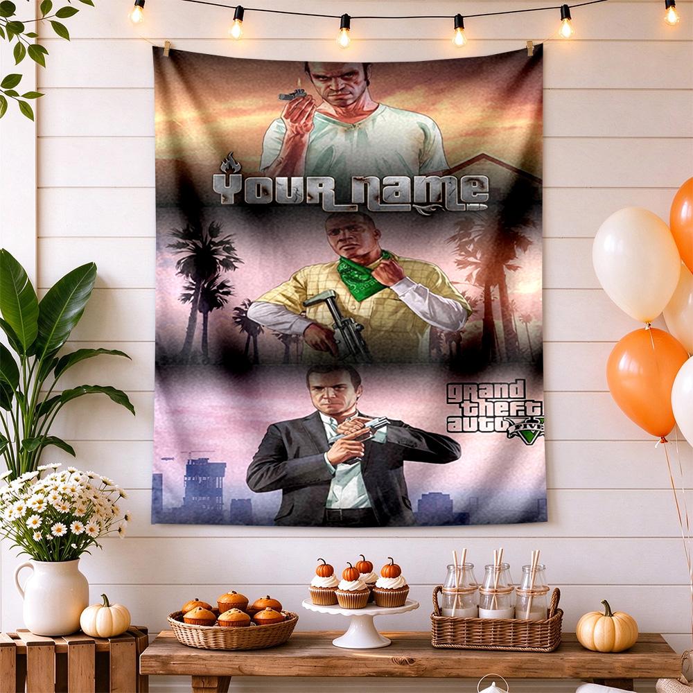 Gta Custom Wall Tapestry Cozy Personalized Tapestry Non-Fading Color Great for Dorm Room Four Seasons Decor Gift for Travel Home Birthdays