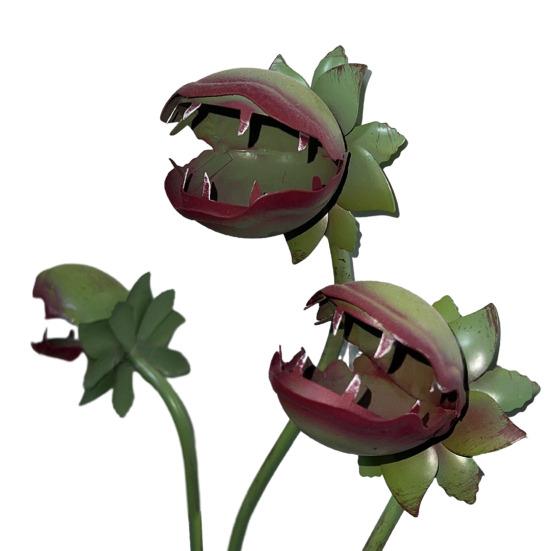 Metal Carnivorous Plant Garden Stake 25-Inch Large Venus Flytrap Flower Sculpture for Outdoor Garden Patio Lawn Yard Decor