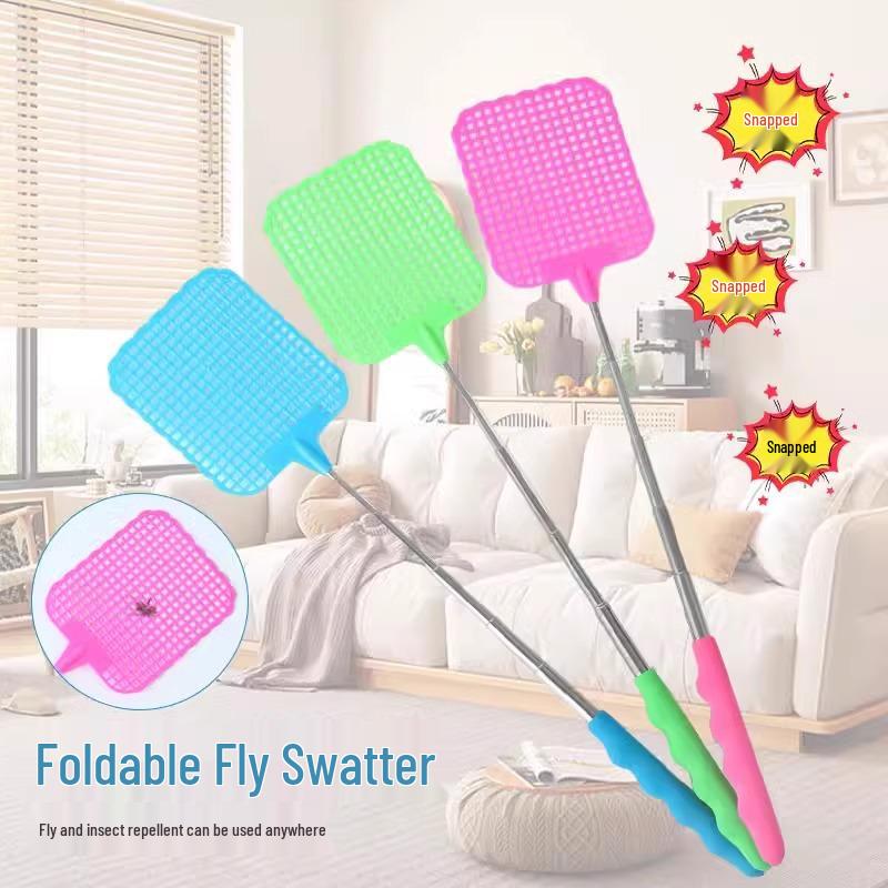 

New Style Unbreakable Retractable Fly & Mosquito Swatter with Thickened Iron Rod Red - 1 piece stainless steel rod