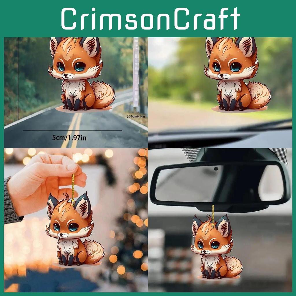Cute Acrylic Fox Car Interior Decoration Hanging Pendant Charming Gift For Fox Lovers