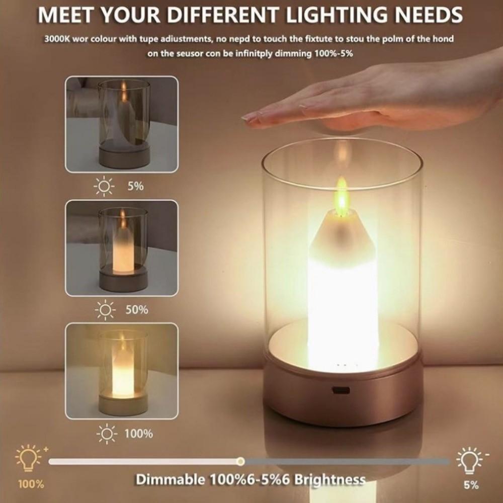 Rechargeable Sensor LED Candle Light Dimmable LED Lamp New Flameless Wick Light Bedroom
