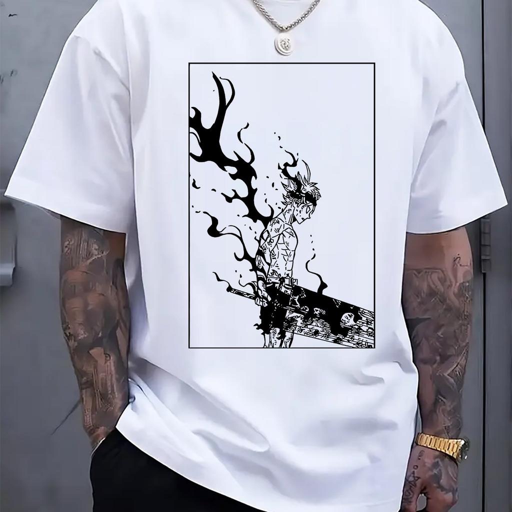 Men Dark Warrior Graphic Print Short Sleeve T-Shirt Regular Fit Casual Tee with Design Men Clothing