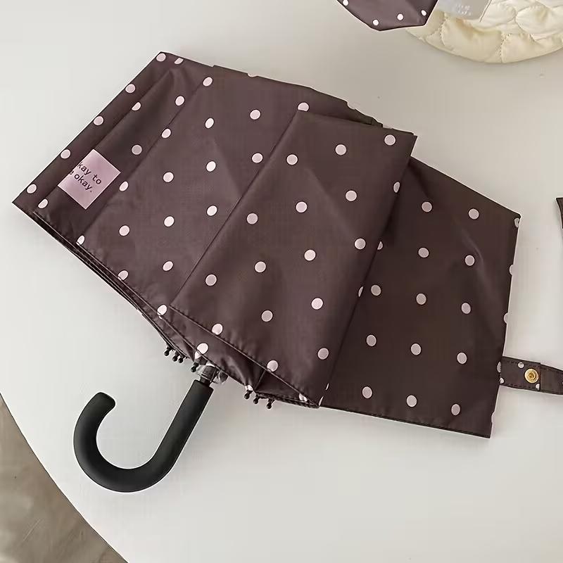 

1 Piece, Two Styles to Choose From, Korean-Style Small Polka Dot Folding Umbrella, Sun Protection Uv Black Glue Parasol, Dual-Use for Sun and