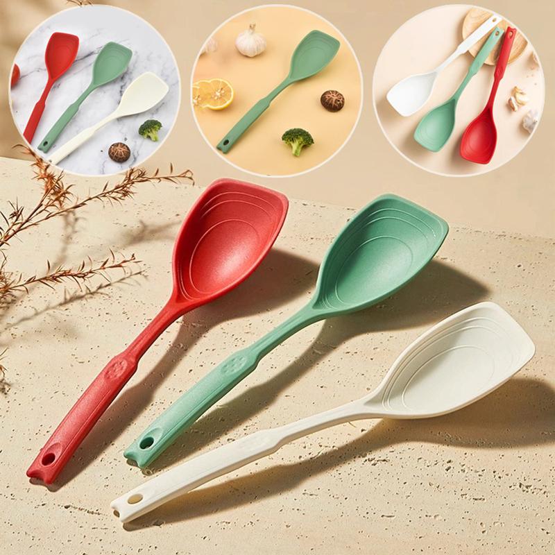 Silicone Spoon Multi-Use Hold Comfortable Non-Slip Round Handle Large Cooking Utensils Mixing Spoon Silicone Tableware Scoop