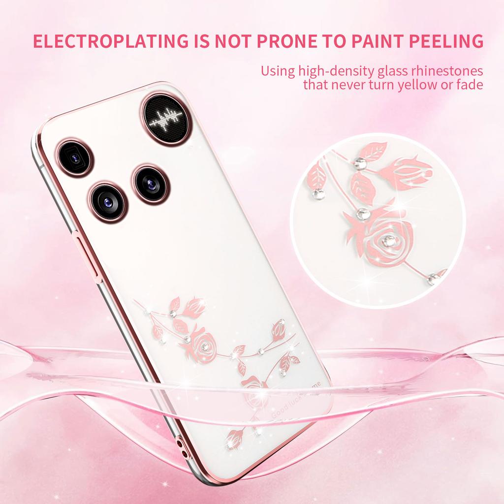 For Nothing Phone (3) 5G Case Flower Rhinestone Decor TPU Phone Cover